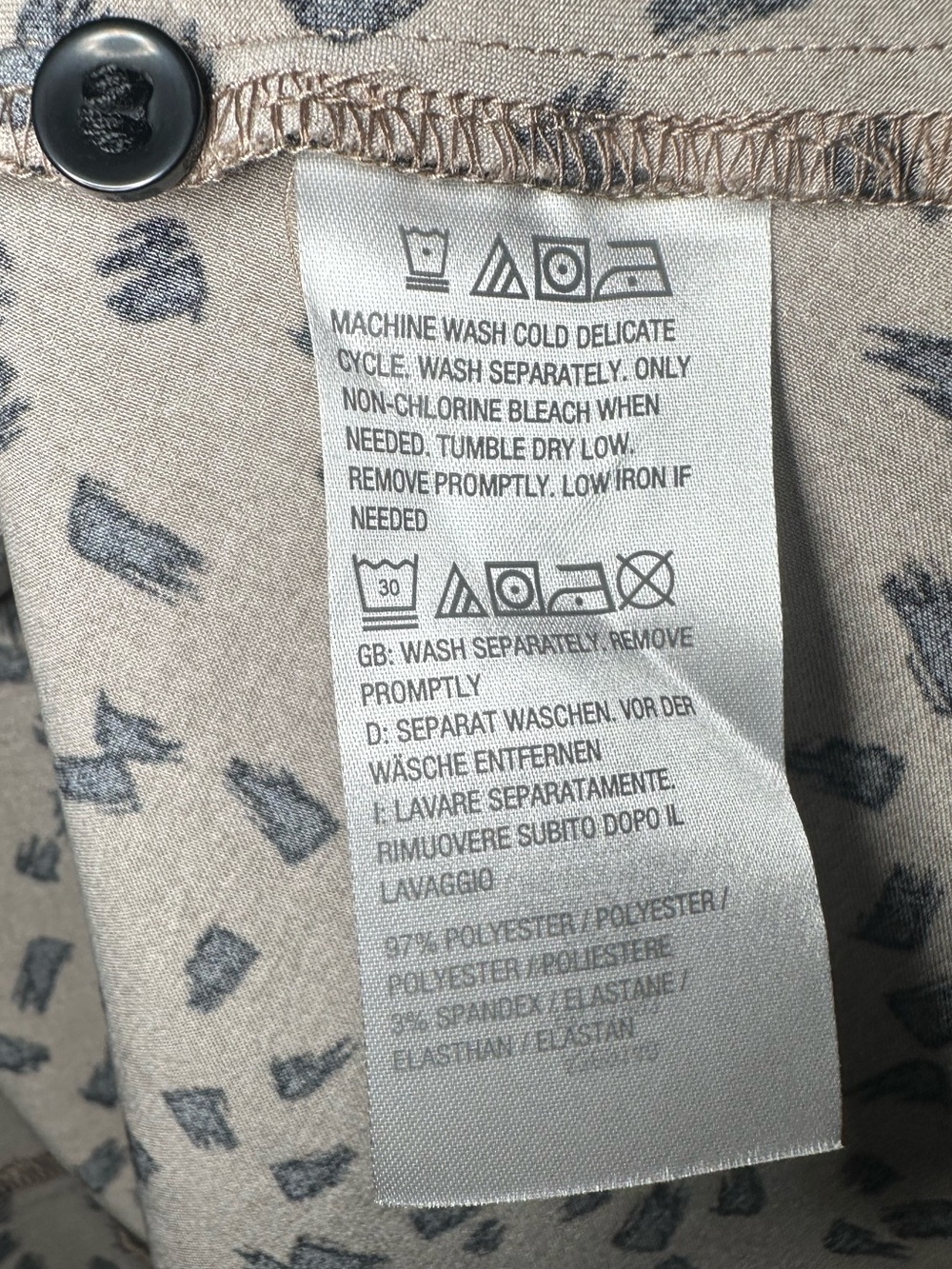 Susan Graver Beige Button-Front Tunic with Black Abstract Print - Picture 6 of 8